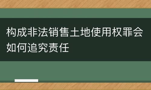 构成非法销售土地使用权罪会如何追究责任