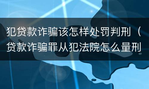 犯贷款诈骗该怎样处罚判刑（贷款诈骗罪从犯法院怎么量刑）