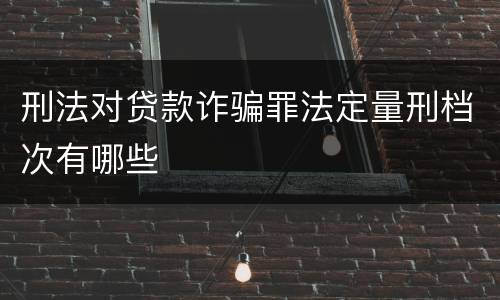 刑法对贷款诈骗罪法定量刑档次有哪些
