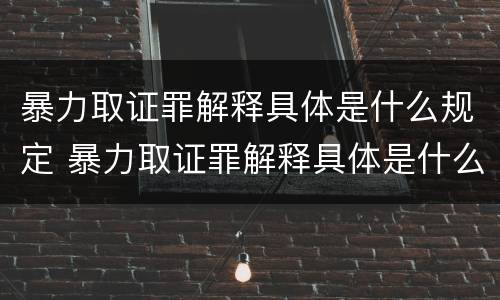 暴力取证罪解释具体是什么规定 暴力取证罪解释具体是什么规定的