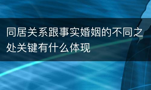 同居关系跟事实婚姻的不同之处关键有什么体现