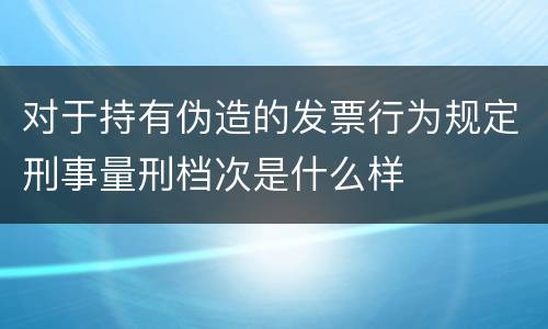 对于持有伪造的发票行为规定刑事量刑档次是什么样