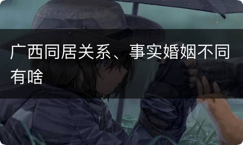 广西同居关系、事实婚姻不同有啥