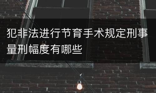犯非法进行节育手术规定刑事量刑幅度有哪些