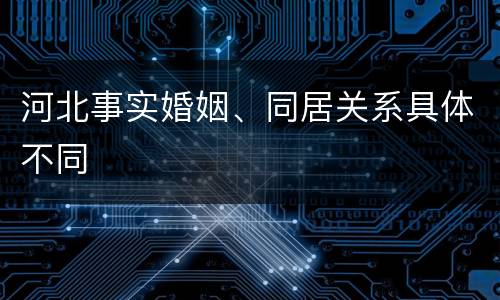河北事实婚姻、同居关系具体不同