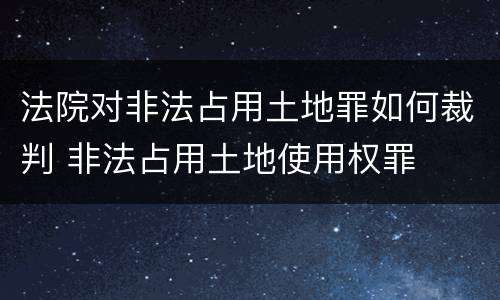 法院对非法占用土地罪如何裁判 非法占用土地使用权罪