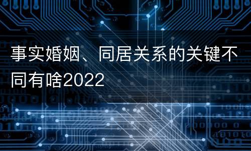 事实婚姻、同居关系的关键不同有啥2022