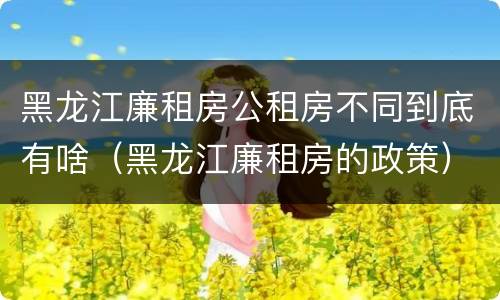 黑龙江廉租房公租房不同到底有啥（黑龙江廉租房的政策）