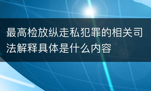最高检放纵走私犯罪的相关司法解释具体是什么内容