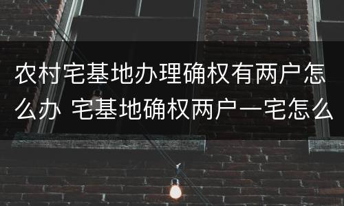 农村宅基地办理确权有两户怎么办 宅基地确权两户一宅怎么办