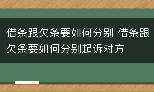 借条跟欠条要如何分别 借条跟欠条要如何分别起诉对方