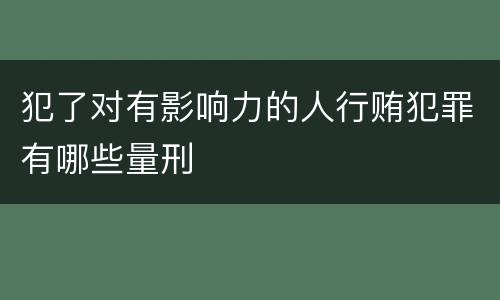 犯了对有影响力的人行贿犯罪有哪些量刑