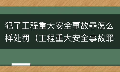 犯了工程重大安全事故罪怎么样处罚（工程重大安全事故罪处罚是什么）