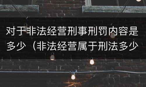 对于非法经营刑事刑罚内容是多少（非法经营属于刑法多少条）