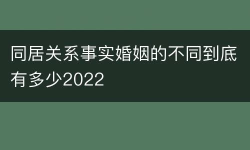 同居关系事实婚姻的不同到底有多少2022