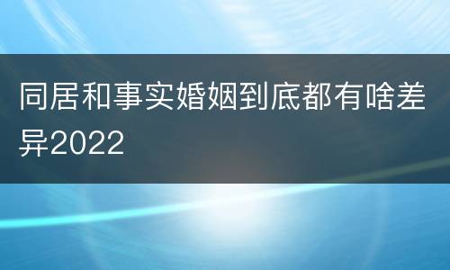 同居和事实婚姻到底都有啥差异2022