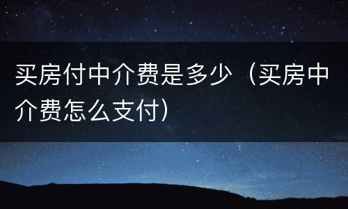 买房付中介费是多少（买房中介费怎么支付）