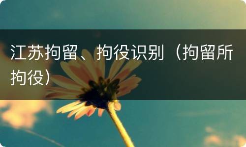 江苏拘留、拘役识别（拘留所拘役）