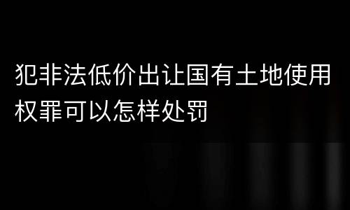 犯非法低价出让国有土地使用权罪可以怎样处罚