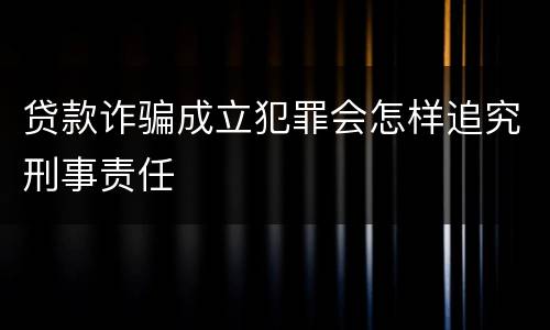 贷款诈骗成立犯罪会怎样追究刑事责任