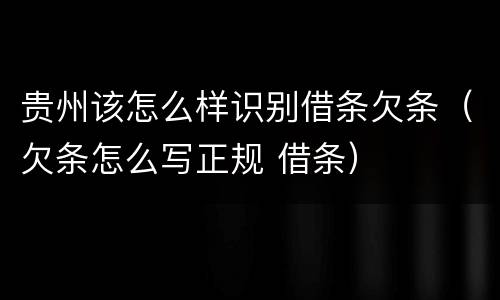 贵州该怎么样识别借条欠条（欠条怎么写正规 借条）