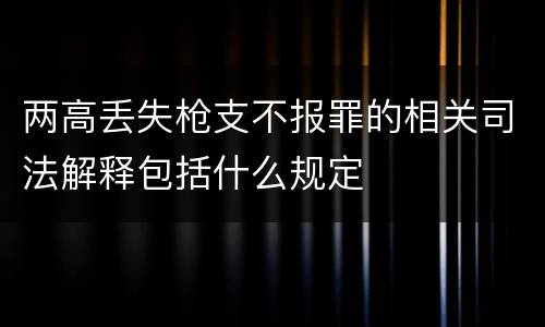 两高丢失枪支不报罪的相关司法解释包括什么规定