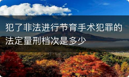 犯了非法进行节育手术犯罪的法定量刑档次是多少