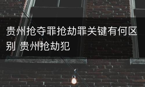 贵州抢夺罪抢劫罪关键有何区别 贵州抢劫犯