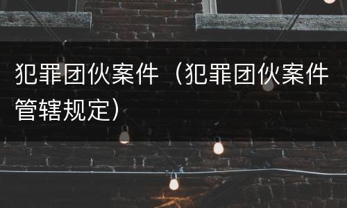 犯罪团伙案件（犯罪团伙案件管辖规定）