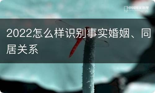 2022怎么样识别事实婚姻、同居关系