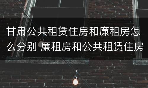 甘肃公共租赁住房和廉租房怎么分别 廉租房和公共租赁住房的区别