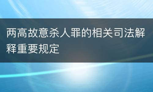 两高故意杀人罪的相关司法解释重要规定