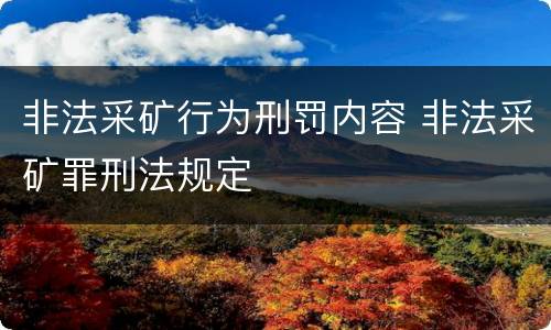 非法采矿行为刑罚内容 非法采矿罪刑法规定