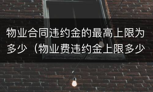 物业合同违约金的最高上限为多少（物业费违约金上限多少）