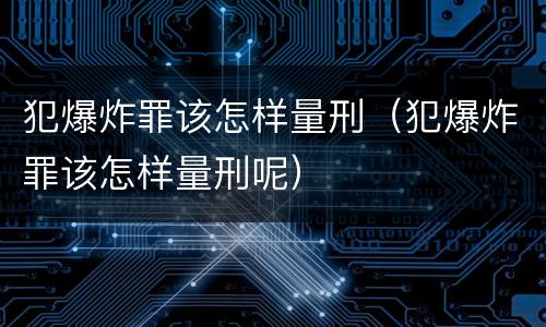 犯爆炸罪该怎样量刑（犯爆炸罪该怎样量刑呢）