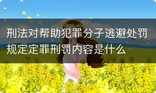 刑法对帮助犯罪分子逃避处罚规定定罪刑罚内容是什么