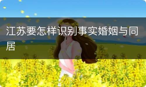 江苏要怎样识别事实婚姻与同居