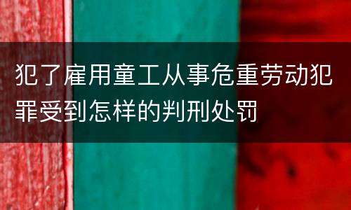 犯了雇用童工从事危重劳动犯罪受到怎样的判刑处罚