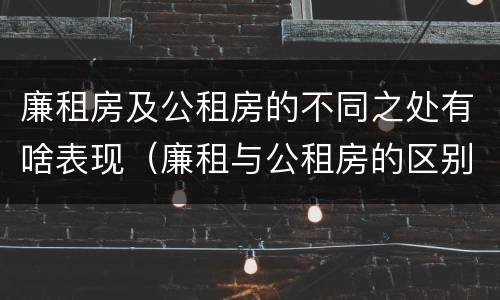 廉租房及公租房的不同之处有啥表现（廉租与公租房的区别）