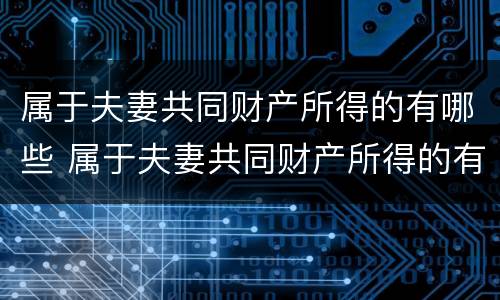 属于夫妻共同财产所得的有哪些 属于夫妻共同财产所得的有哪些项目