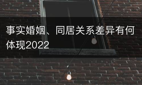 事实婚姻、同居关系差异有何体现2022