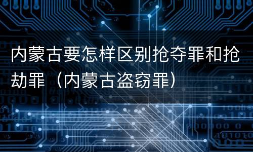 内蒙古要怎样区别抢夺罪和抢劫罪（内蒙古盗窃罪）