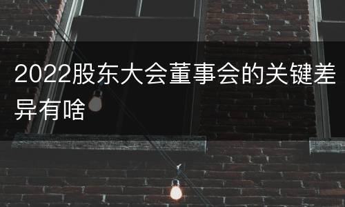 2022股东大会董事会的关键差异有啥