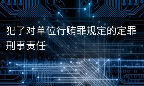 犯了对单位行贿罪规定的定罪刑事责任