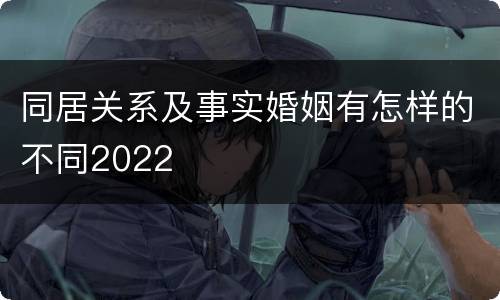 同居关系及事实婚姻有怎样的不同2022