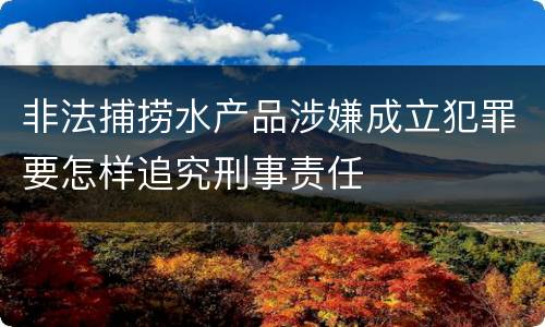 非法捕捞水产品涉嫌成立犯罪要怎样追究刑事责任