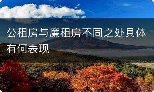 公租房与廉租房不同之处具体有何表现