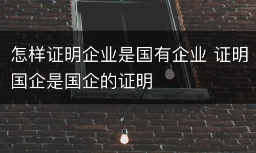 怎样证明企业是国有企业 证明国企是国企的证明