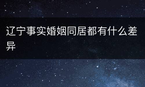 辽宁事实婚姻同居都有什么差异