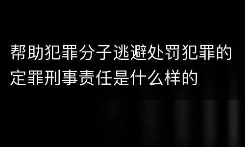 帮助犯罪分子逃避处罚犯罪的定罪刑事责任是什么样的
